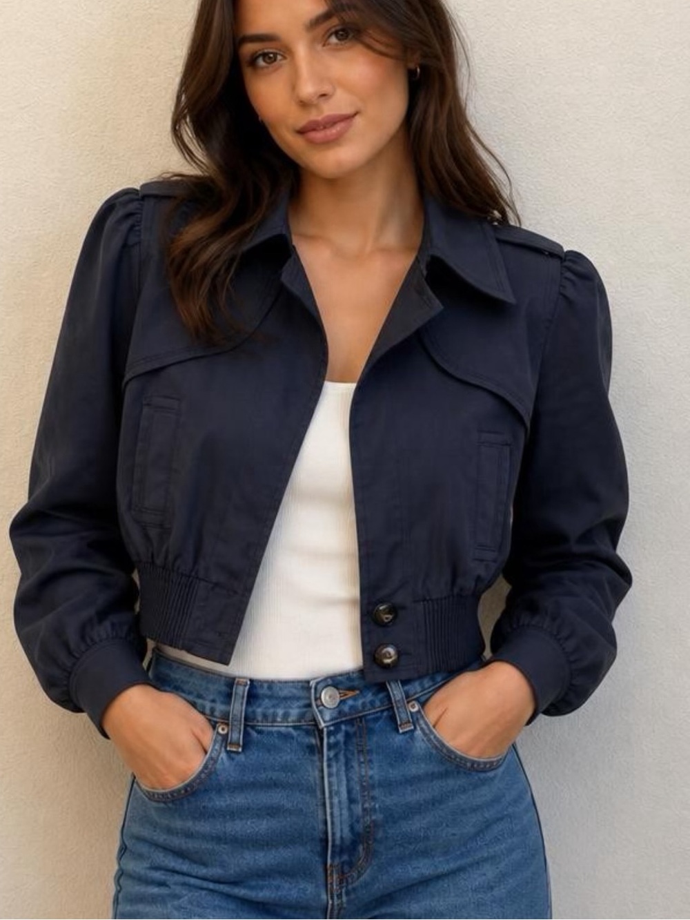 DSQUARED2 Navy Cropped bullfighter trench jacket Sz 6
